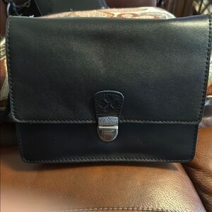 Patricia Nash Black Leather Messenger Bag
